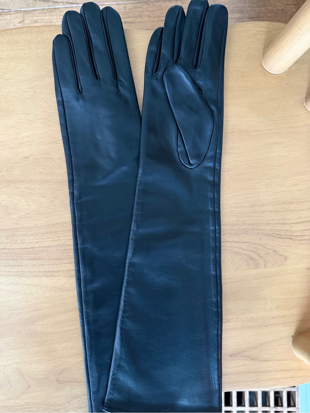 Long Black Leather Gloves